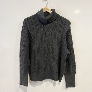 Skull Cashmere Turtleneck Cable Knit Ruffle Sweater